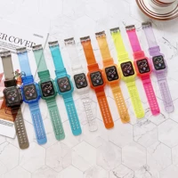 newest clear band case for apple watch series 7 6 se 5 4 3 2 1 transparent strap 45mm 41mm 38mm 40mm 42mm 44mm plastic iwatch