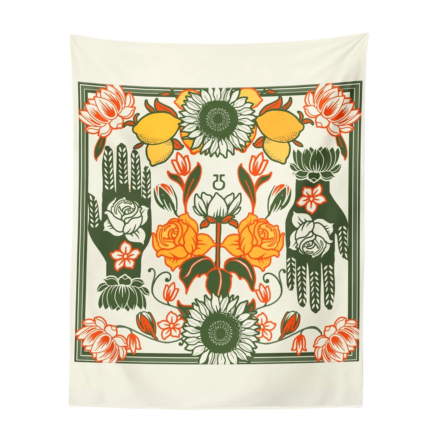 Винтажный гобелен 70-х годов настенное украшение в стиле ретро Подсолнухи радуга
