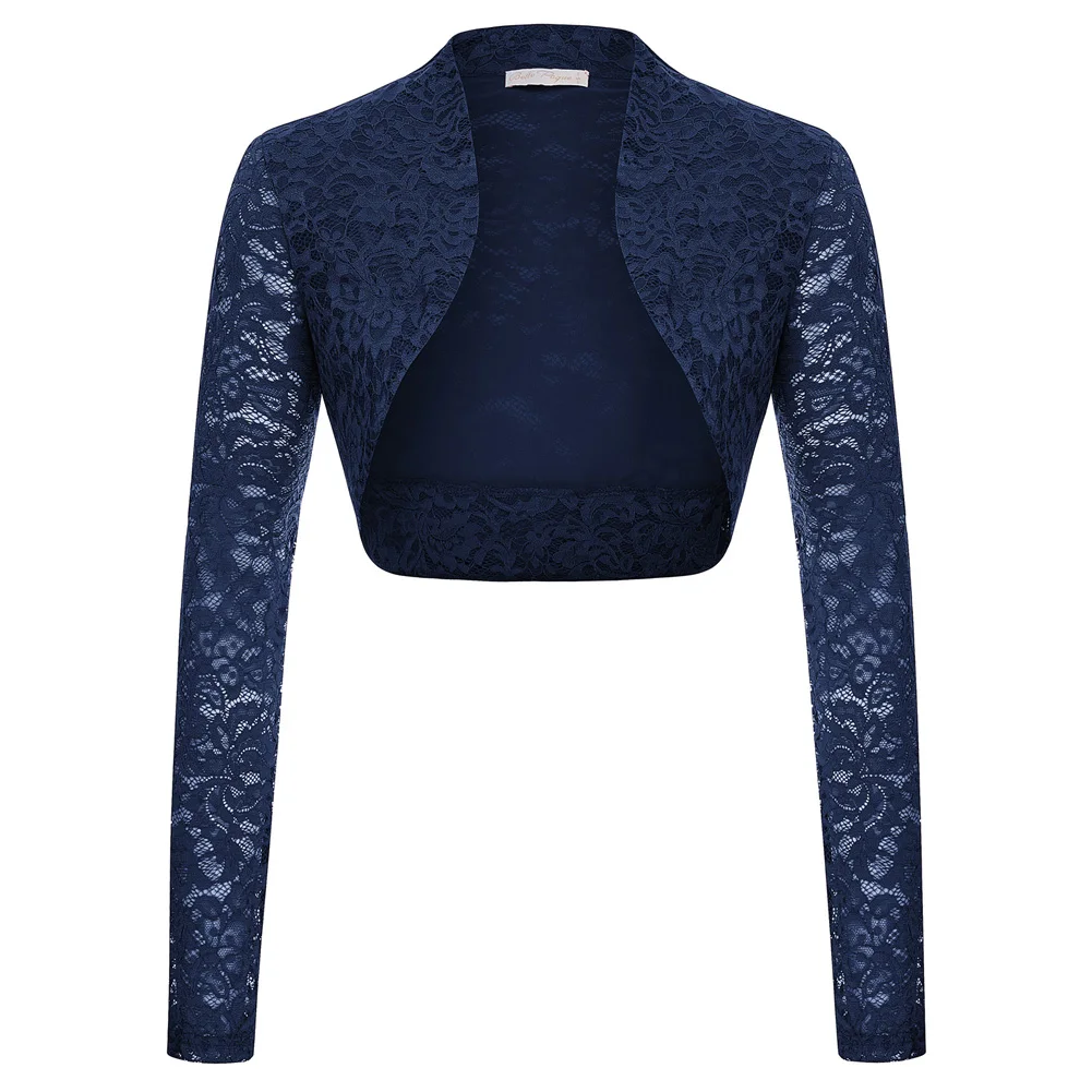 Женское винтажное кружевное болеро в стиле ретро короткий кардиган с длинным