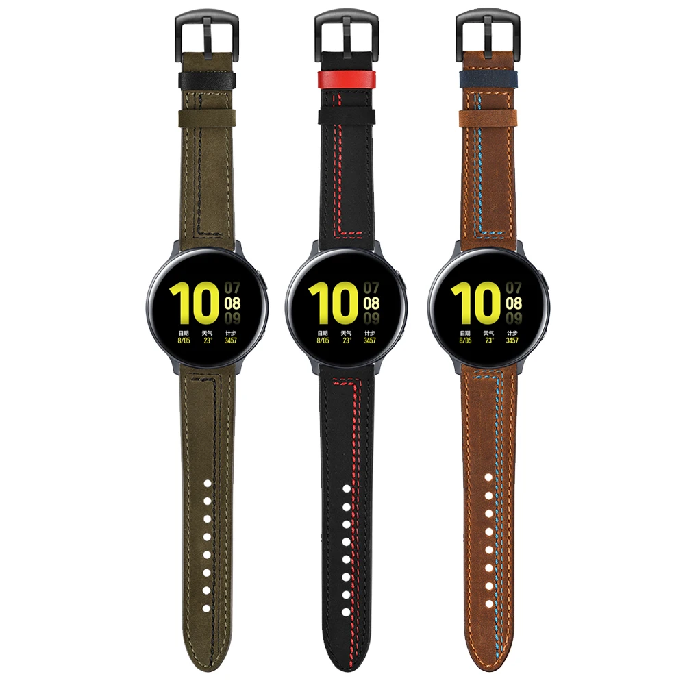 

Luxury Leather Wrist Strap For Samsung Active 2 44mm 40mm/Galaxy Watch 46mm 42mm/Gear Sport/S3 Band Bracelet Watchbands 20/22mm