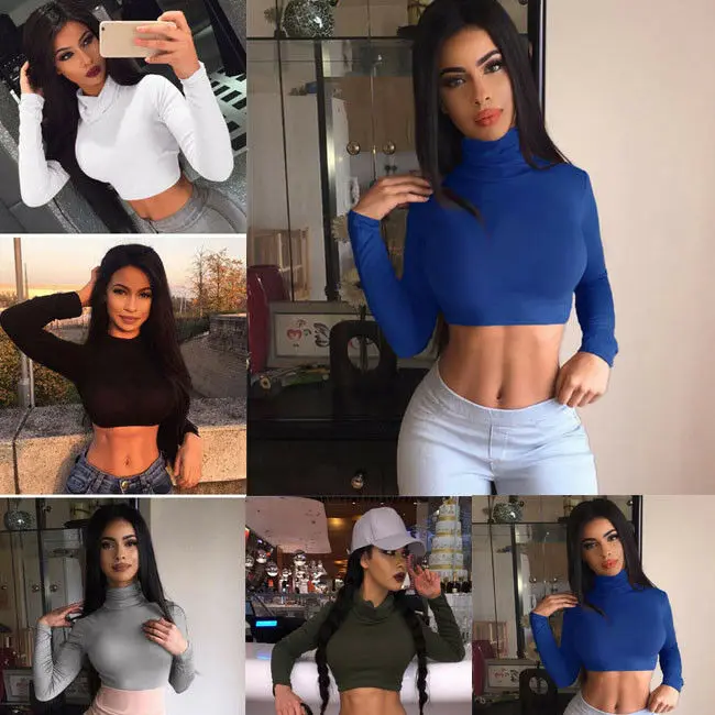 Женская водолазка с длинным рукавом черная синяя серая или белая однотонная