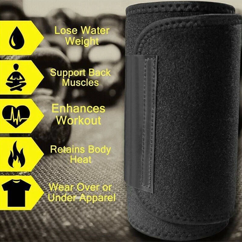 

Men Women Neoprene Lumbar Waist Trimmer Belt Weight Loss Sweat Band Wrap Fat Tummy Stomach Sauna Sweat Belt For Gym Fitness