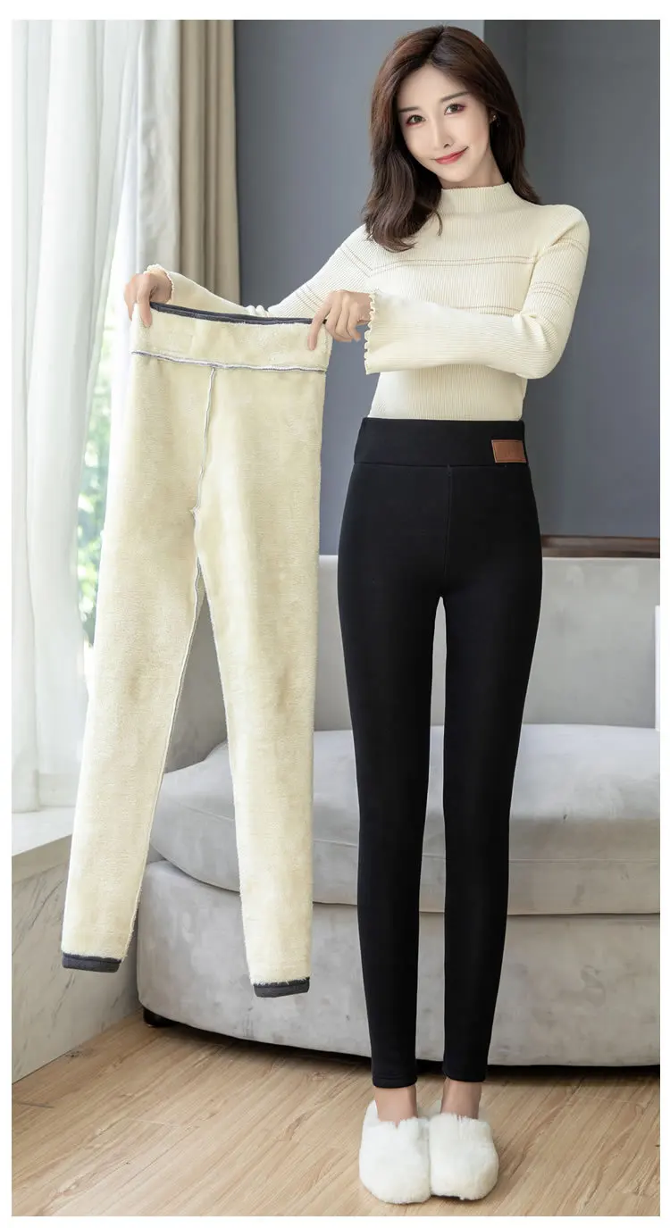 

Winter Leggings Women Warm Pants with Black and Gray Thick Style