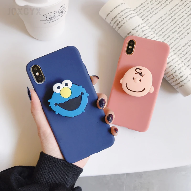 3D милый уличный мягкий чехол для iPhone X XR XS 11 Pro Max 6S 7 8 plus Чехол-держатель для samsung S8 S9 S10 A50 Note 8 9