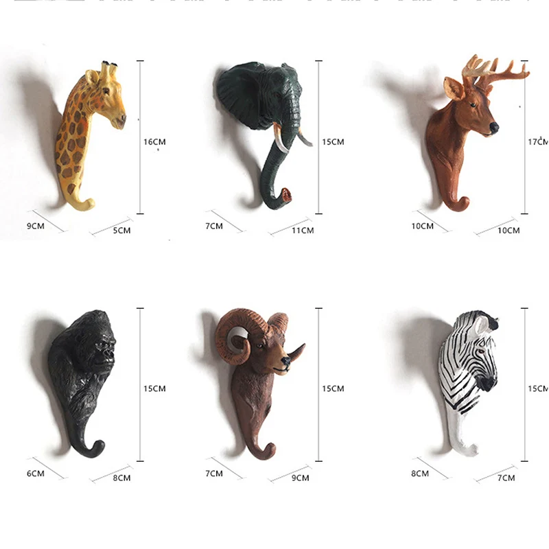 

Animal Wall Hooks Coat Hangers Decoration Resin Crafts Simulation Forest Animal Hook LXY9