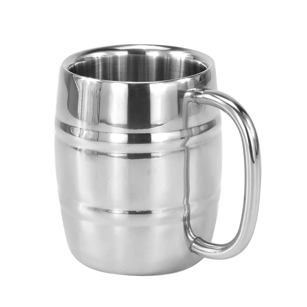 

Hot Sale!!! 230/300/450ml Cup Double Layer Portable Stainless Steel Coffee Beer Mug Drinking Cup Mugs With Handle Drinkware