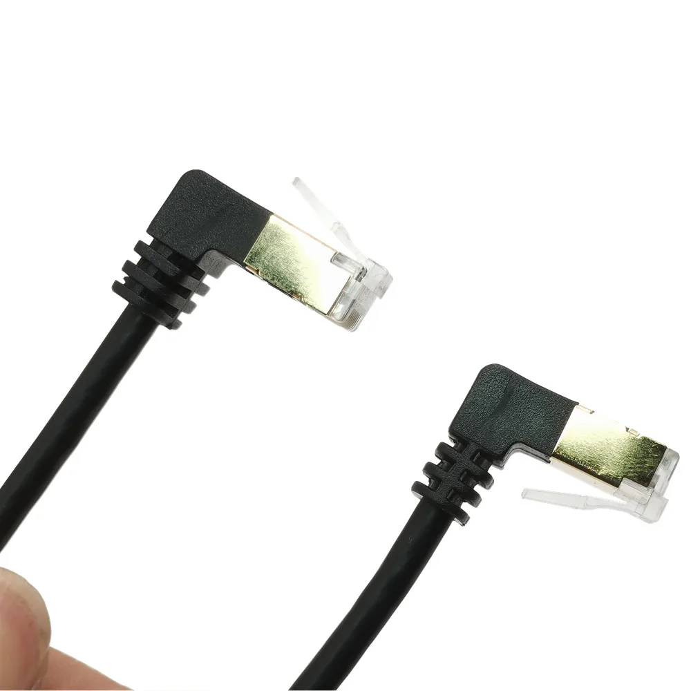 Кабель RJ45 Ethernet CAT 7 диаметр сечения 4 мм UTP с изгибом 90 градусов 10 Гбит/с |