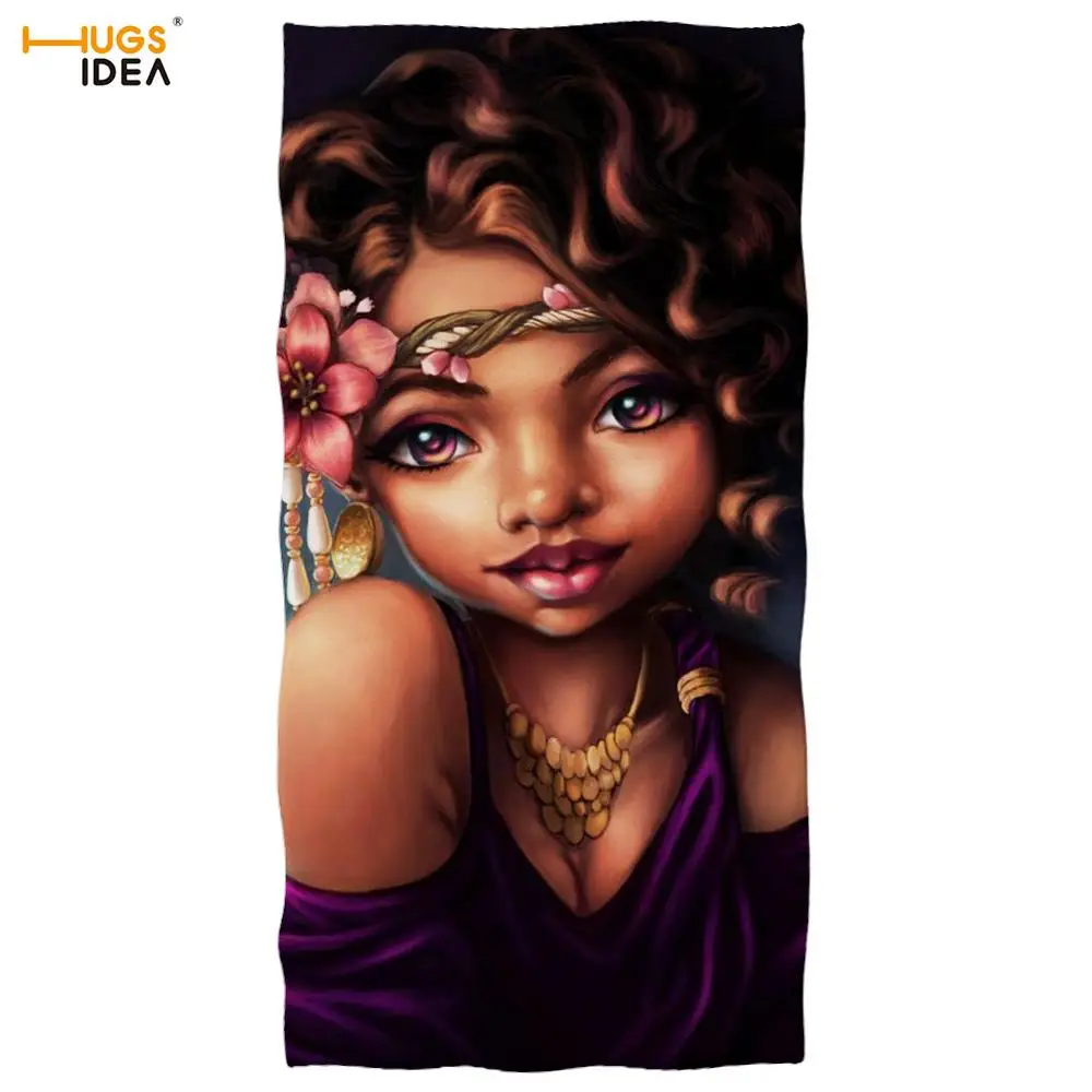 Красочное художественное пляжное полотенце HUGSIDEA с Африканской девушкой для