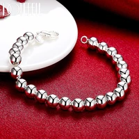 doteffil 925 sterling silver 8mm smooth beads ball bracelet for women wedding engagement party fashion jewelry