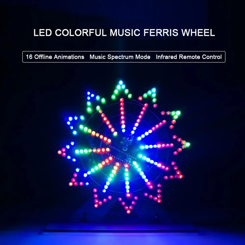 

Colorful and cool animation LED electric rotating ferris wheel diy kit electronic components diy welding production parts