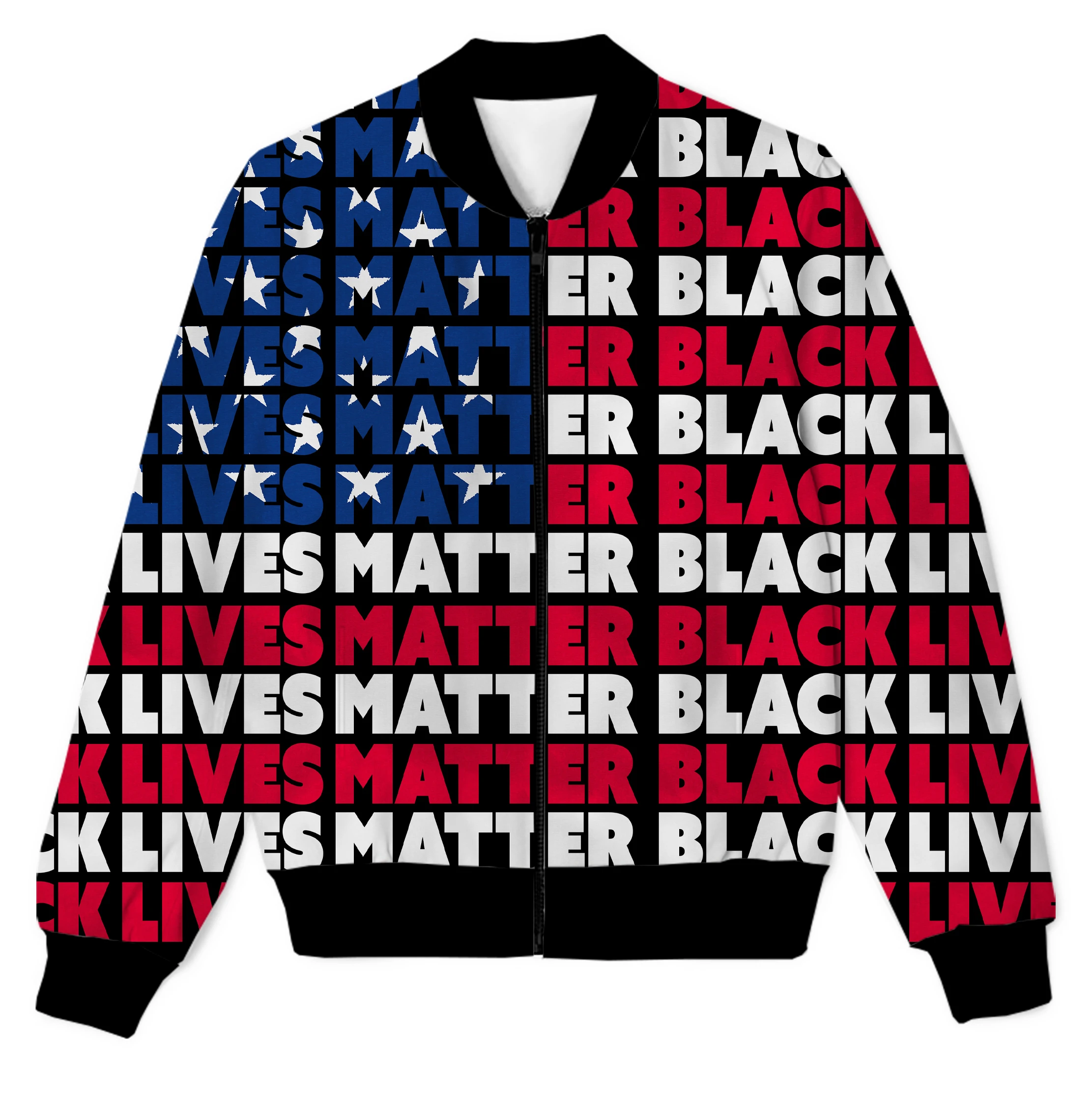 

REAL American SIZE ALL BLACK LIVES MATTER Sublimation print Zipper Up Jacket plus size 4XL 5XL 6XL