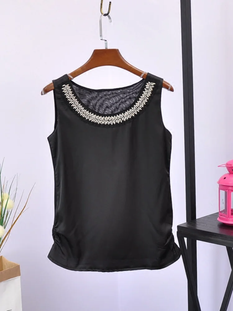 Алмаз блестками женские топы на бретельках 2019 Летний Новый с круглым вырезом