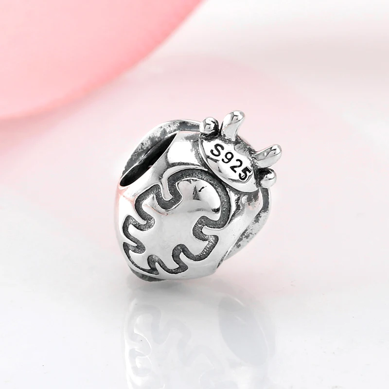 Сделай Сам серебро 925 пробы модная Милая божья коровка Красный CZ изящные бусины