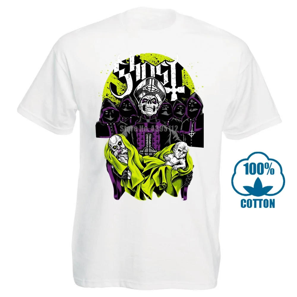 Белый Ghost Bc Papa Emeritus рок группа Черная Футболка размер S M L XL 2XL 3XL - Цвет: Белый