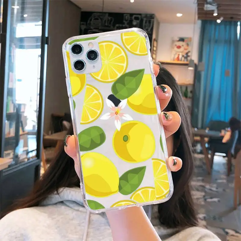 

Lemon summer fruit Phone Case Transparent for iPhone 6 7 8 11 12 s mini pro X XS XR MAX Plus