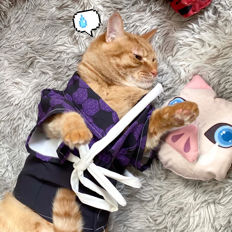 

Ghost slayer pet cos supplies spring cat clothes Tanjirou kimono Haori Ni beans Yukata