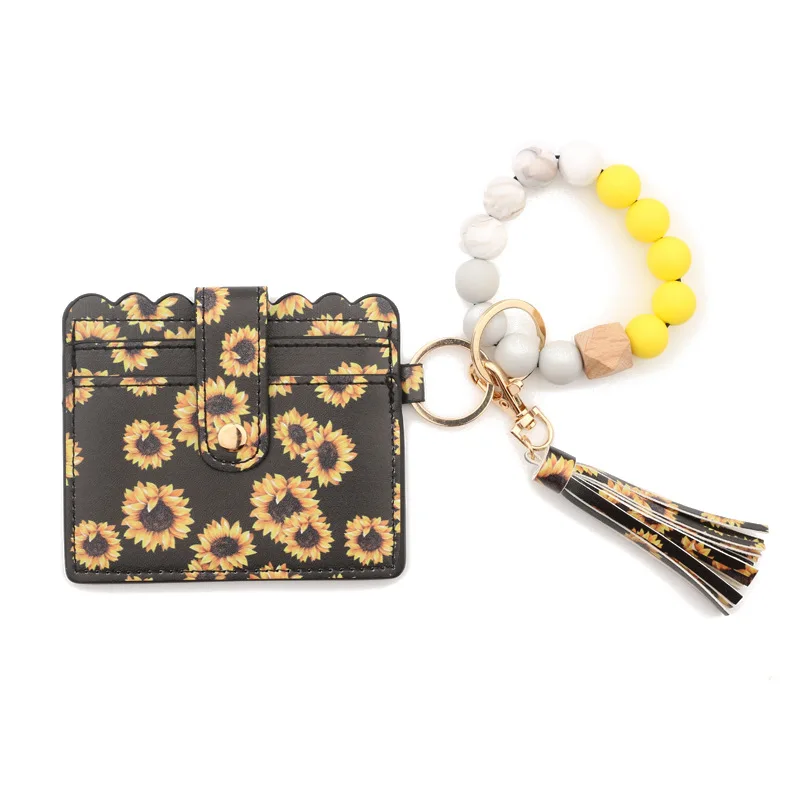 Деревянные силиконовый браслет из бисера браслеты кольцо для ключей держатель