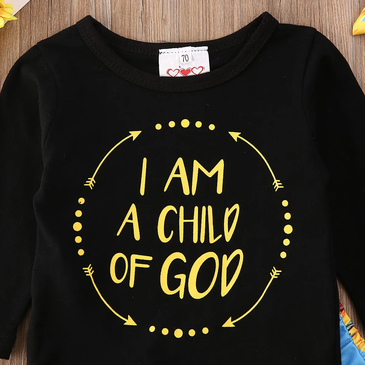 Pudcoco Toddler Baby Girl Clothes Letter Long Sleeve T-Shirt Tops Sunflower Leopard Print Bell-Bottoms Headband 3Pcs Outfits Set | Детская