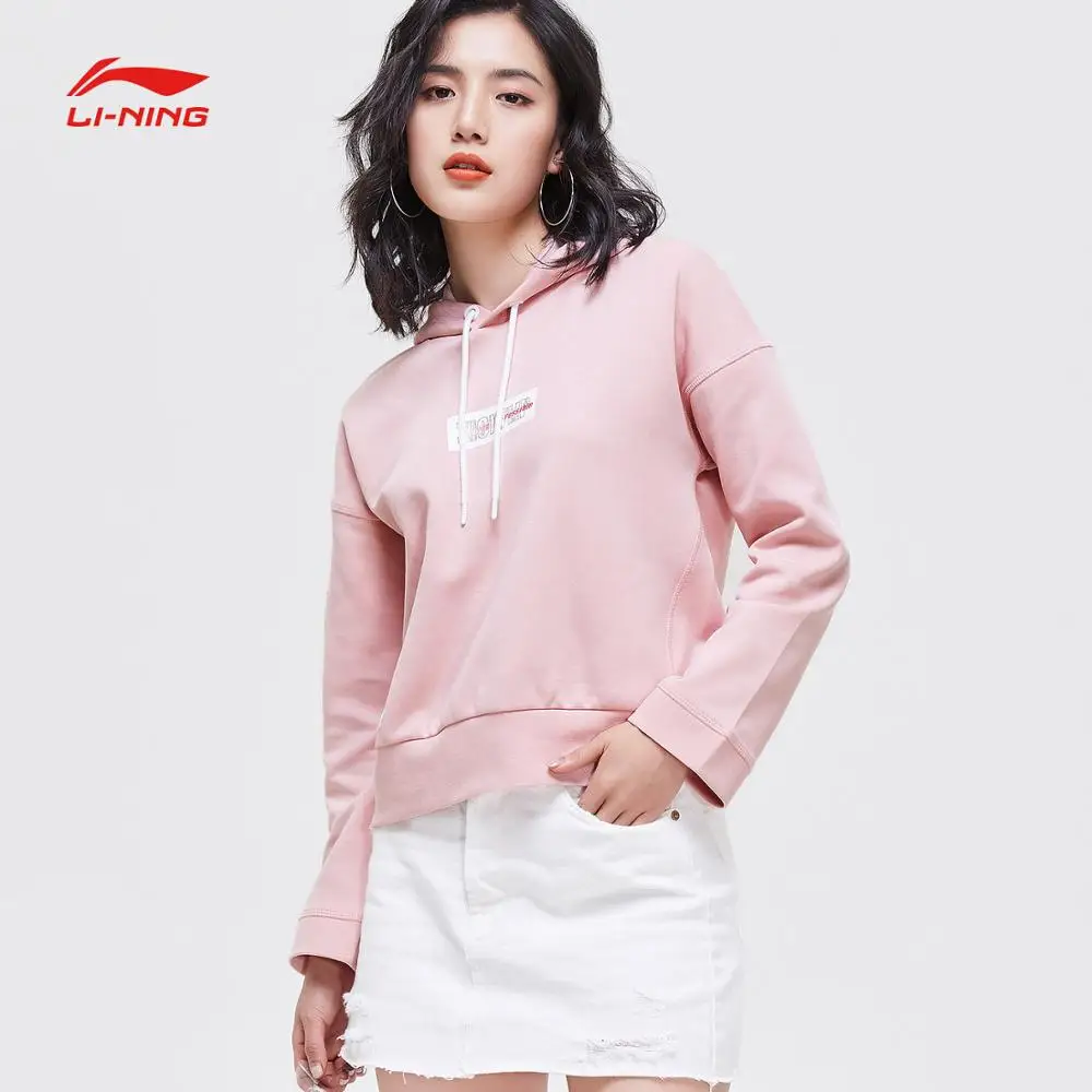 Li-Ning Women The Trend Hoodies 70.9% Cotton 29.1% Polyester Loose Fit LiNing Sports Hooded Pullovers AWDP088 CJFM19 | Спорт и