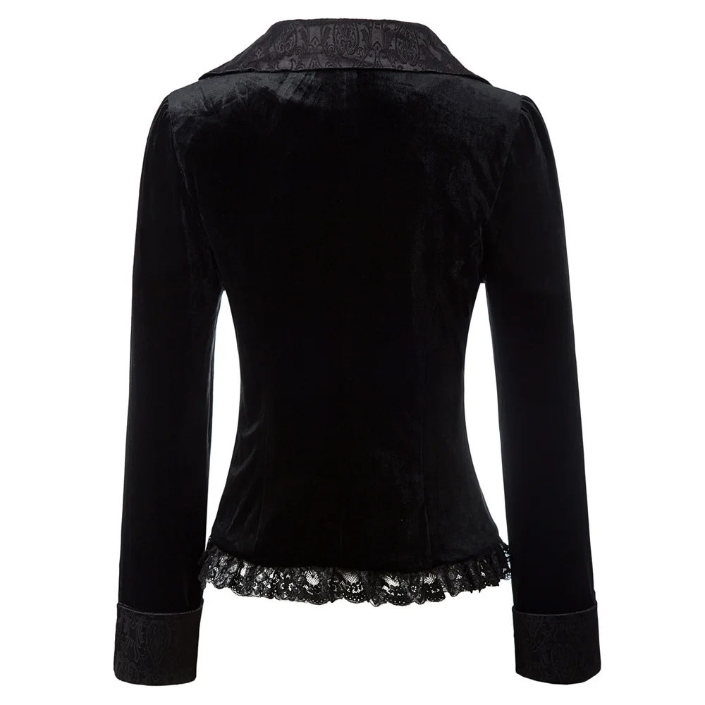 Женская куртка в готическом стиле стимпанк черный воротник летучая мышь