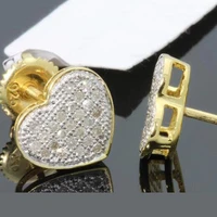 classic crystal heart stud earrings full bling bling cubic zircon stud earrings for women jewelry wedding party girls gifts