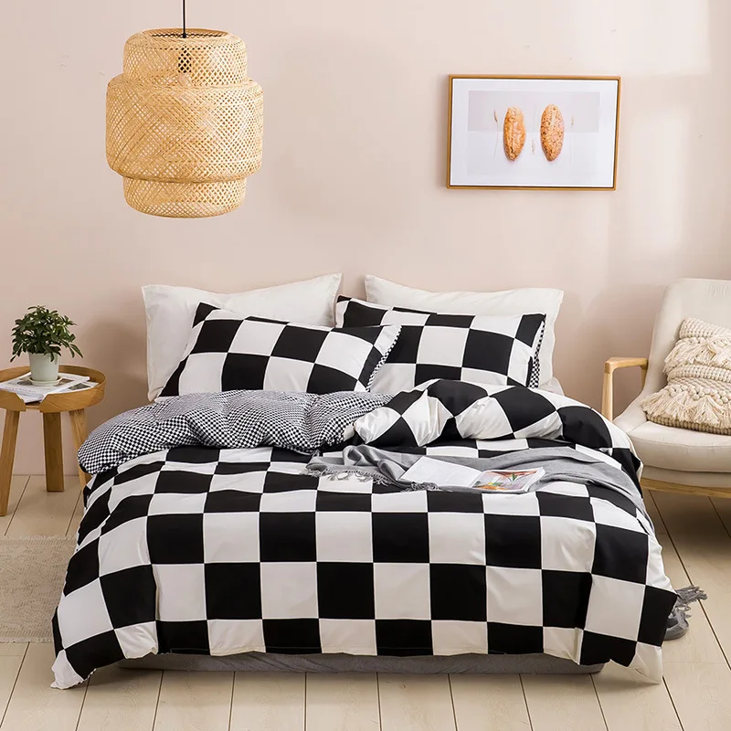

2/3 Pcs Striped Checkered Printing Bedding Set,Twin Duvet Cover,Bedset,Bedspread Duvet Comforter Cover