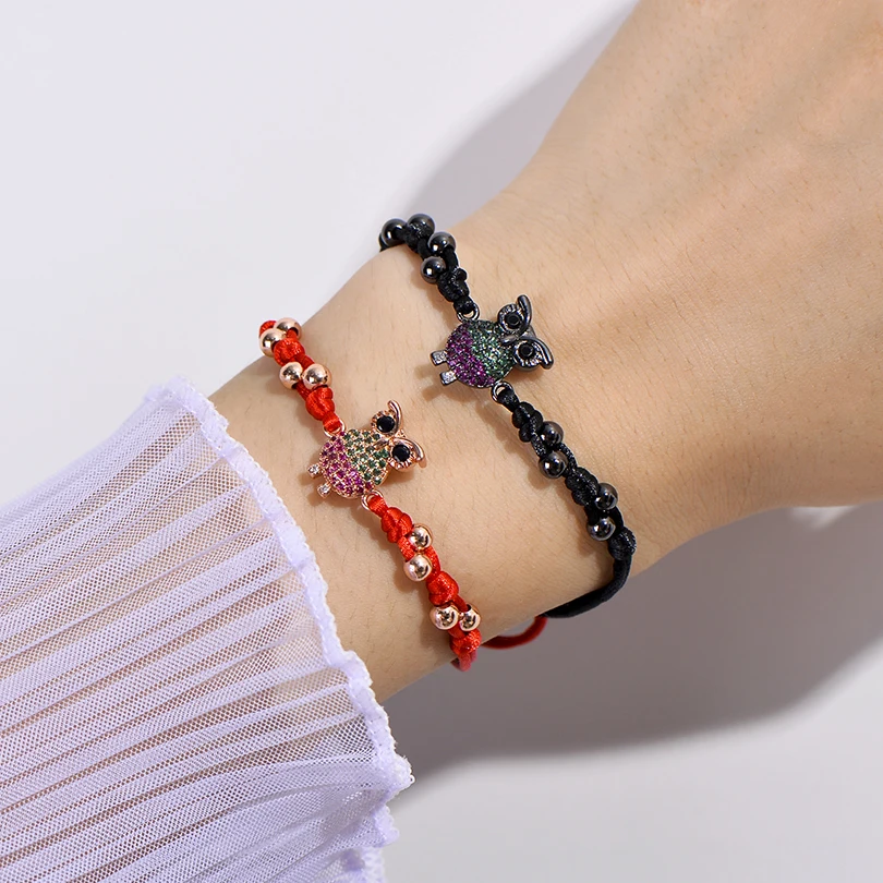 Neovivi Милые Сова браслеты с подвесками для женщин ручной работы микро проложить