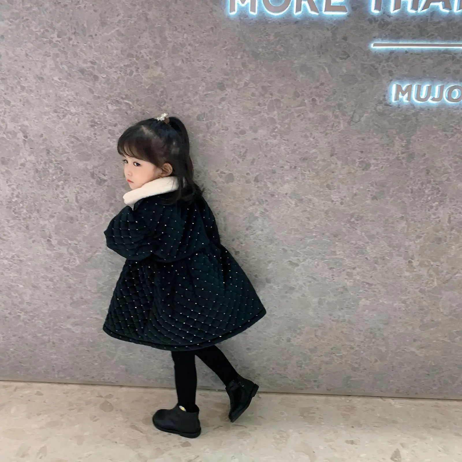 

Outerwear Parkas Turn Down Collar Single Breasted Solid Regular Cotton New Fashion Simple Cute Winter Girls Children