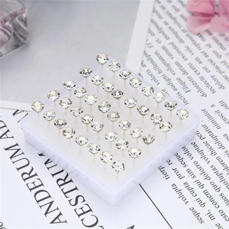 

20 pairs/set White Crystal Earrings Set For Women Earring Set Jewelry Rhinestones Stud Earrings kit Pack lots brincos