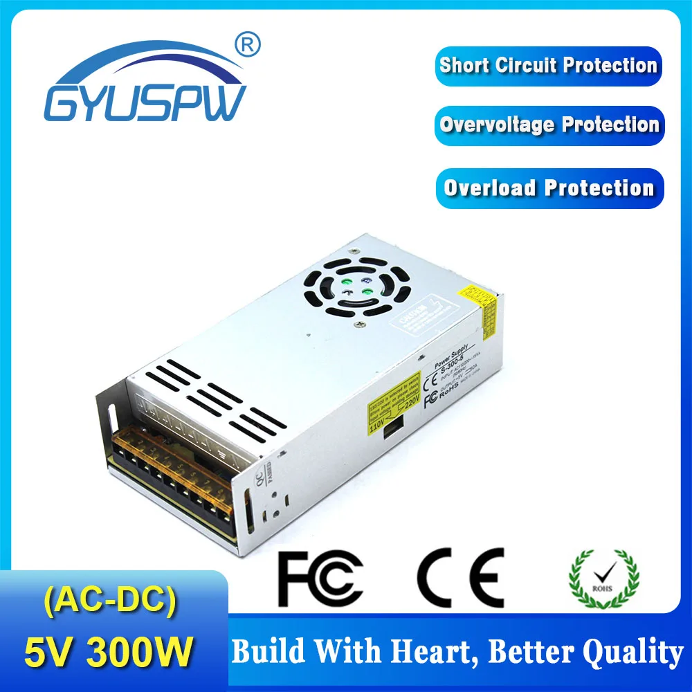 Универсальный источник питания DC 5v 60A 300W светодиодный светильник Трансформатор