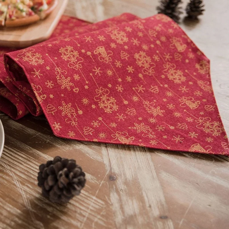 Рождественская красная колокольчика Настольная дорожка Бронзирующая поделка