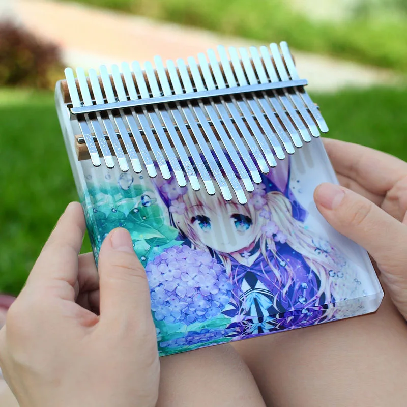 

17Keys Kalimba Thumb Piano Crystal Kalimba Acrylic Mbira With Good Looking Pattern Pleasant Sound Musical Instruments Box