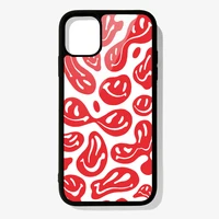 phone case for iphone 12 mini 11 pro xs max x xr 6 7 8 plus se20 high quality tpu silicon cover red white trippy smile face