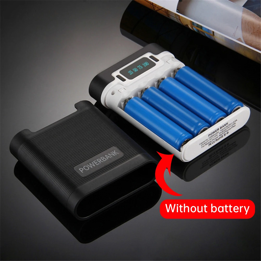 Портативный внешний аккумулятор с двумя USB-портами 4*18650 | Электроника