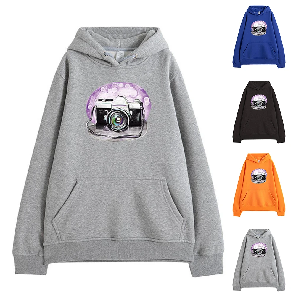 

Мешковатые пуловеры для камеры, Осень-зима, Женский пуловер с длинным рукавом и принтом, свободная повседневная футболка, футболка Топы Блу...