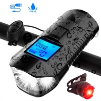 bike light set usb rechargeable bicycle light speedometerwith bright waterproof 4 light modes trumpet fits mountainroad