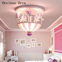 cartoon creative circus pink ceiling light boy girl bedroom childrens room light romantic cute pony ceiling light
