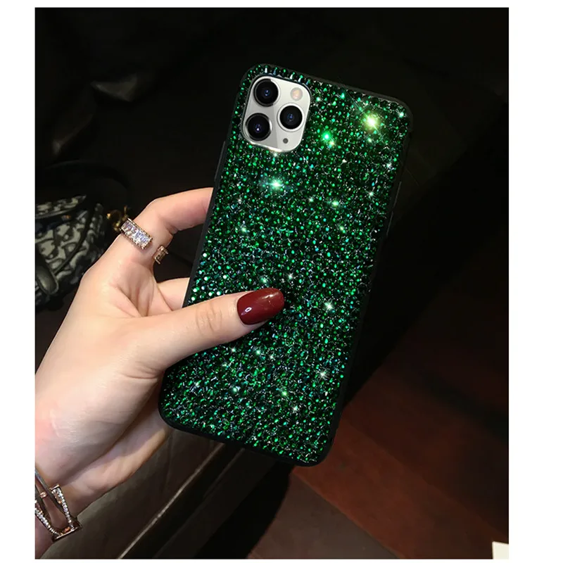 Модный черный мягкий чехол с блестящими стразами для iPhone 11 Pro XS Max XR X 8 7 6 6S Plus SE 2020