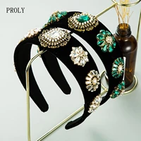 proly new fashion women hairband top luxurious baroque headband shining casual flannel crystal hair accessories adult wholesale