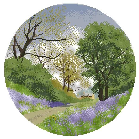 

Bluebell Lane landscape Series Scenery Top Quality Cross Stitch Kits 14CT Unprinted Sewing Embroidered Art Handmade Home Decor