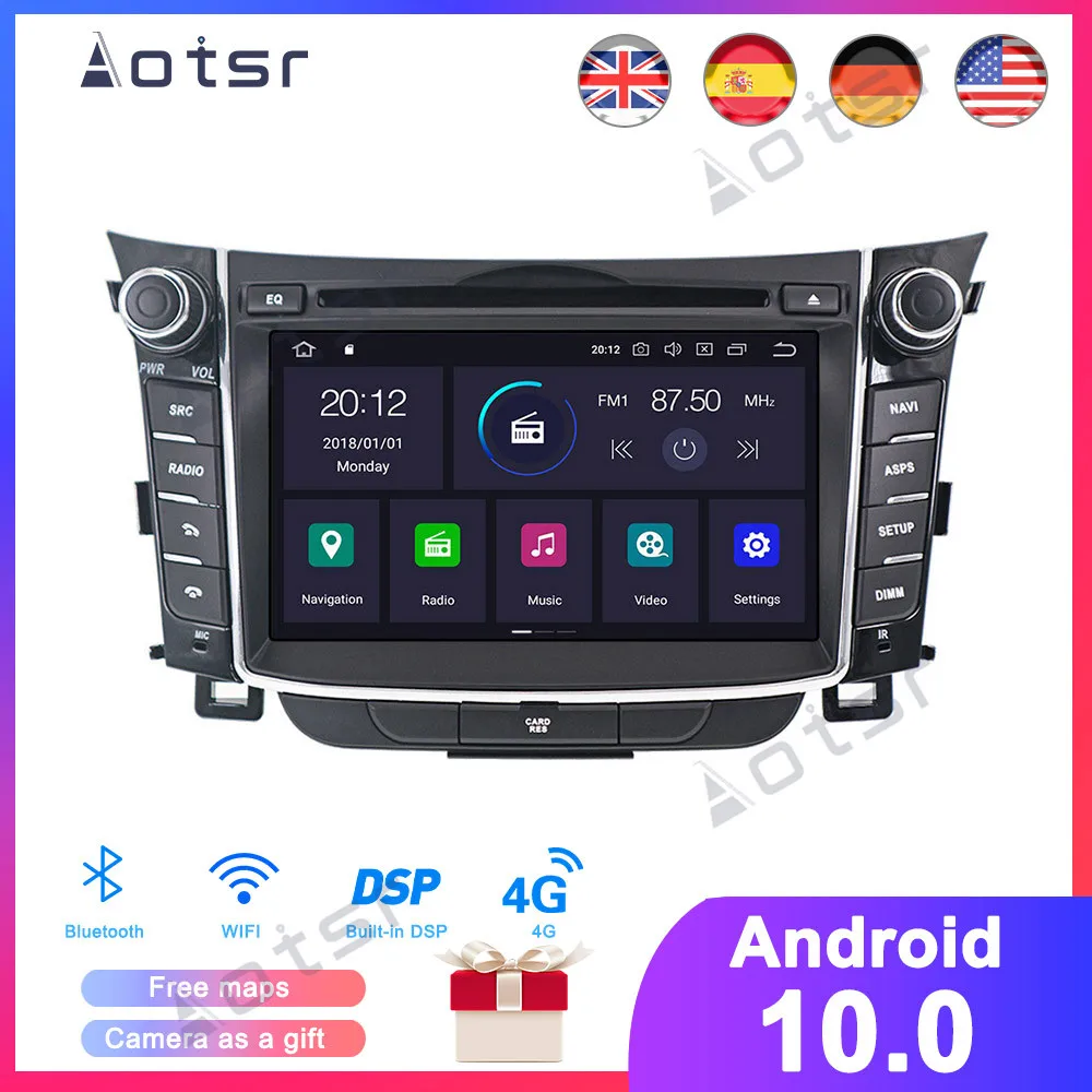 

2 din Stereo receiver For Hyundai I30 Elantra GT Android 10.0 PX6 6 core CPU 2012 -2016 Car radio player Multimedia Head Unit