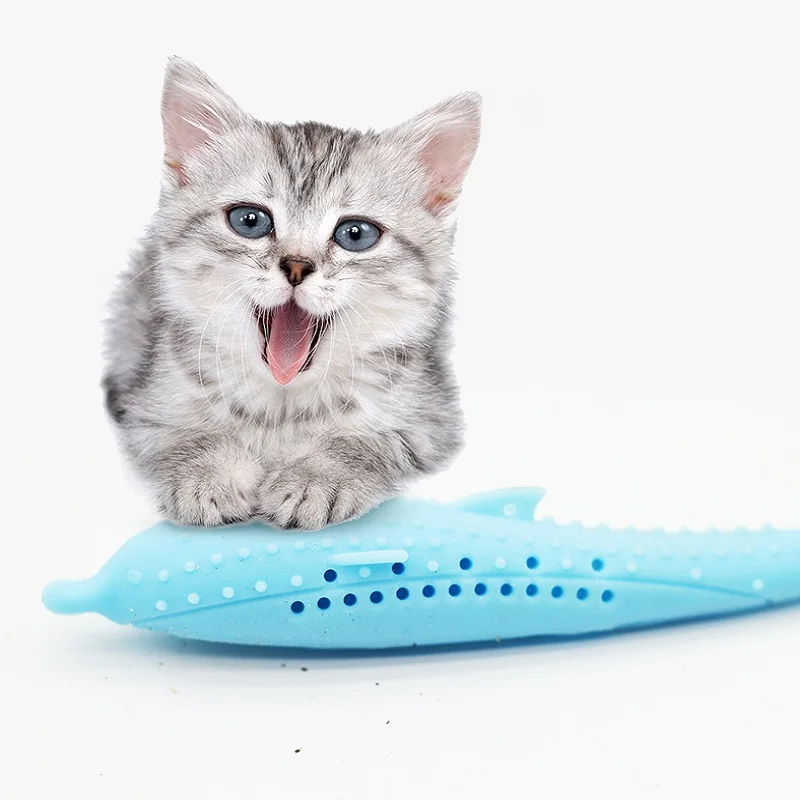 Мягкая Силиконовая Мятная Рыбка Cat Зубная щетка Зубы для домашних животных