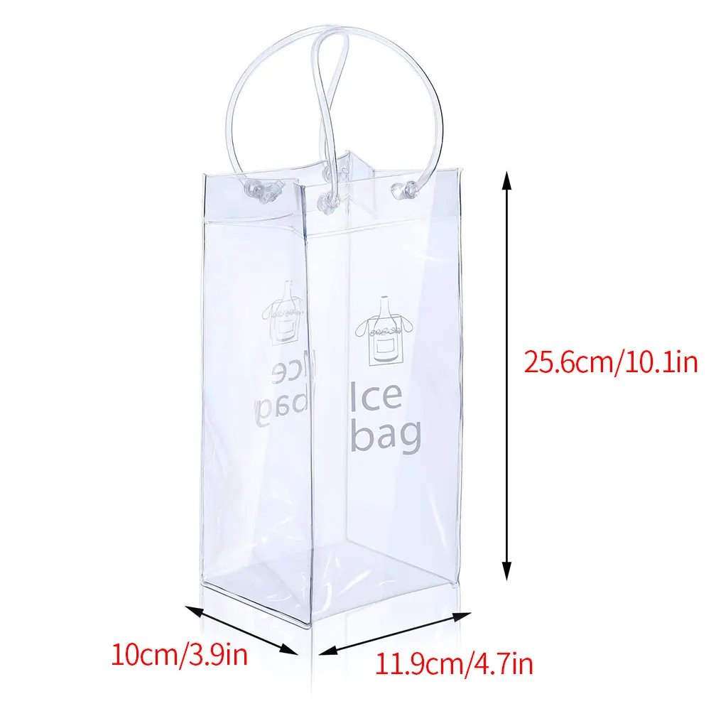 

PVC Leakproof Ice Bag ECO Friendly Transparent Ice Pack Portable Ice Bucket Wine Champagne Bottle Chiller With Carry Handle