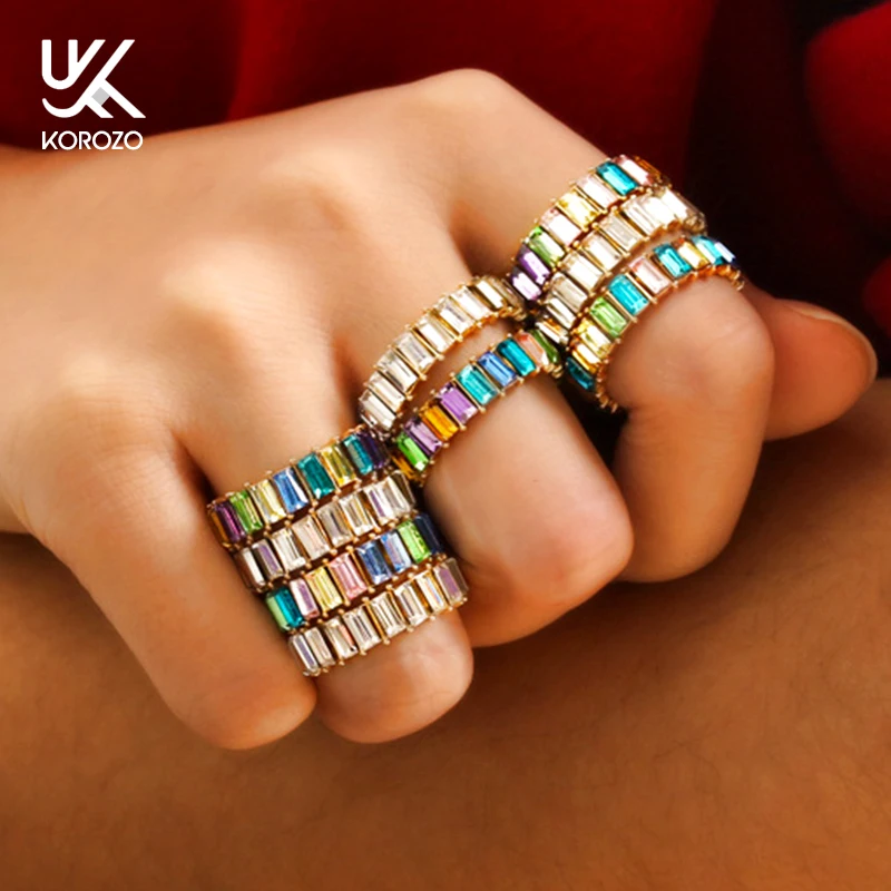 Классическое Обручальное кольцо с кубическим цирконием цвета радуги для женщин