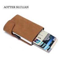 id credit card holder rfid wallet anti theft travel cardholder case leather unisex security information aluminum purse card bags
