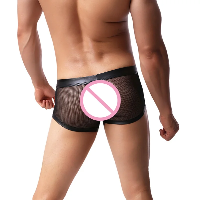 AIIOU пикантные сетчатые Для мужчин s нижнее белье трусы-боксеры с изображением Homme