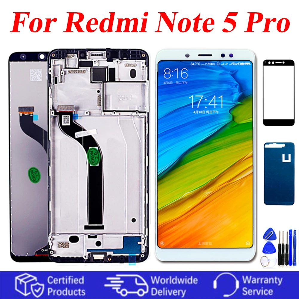 ЖК-дисплей с сенсорным экраном для Xiaomi Redmi Note 5 Pro процессор Snapdragon 636 рамкой в сборе