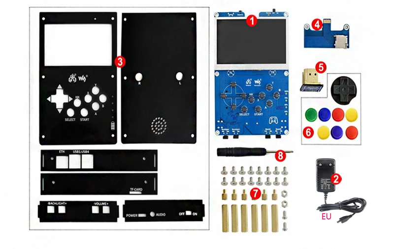 (EU) without 3B plus Raspberry Pi GamePi43 портативная Ретро игровая консоль на основе - Комплект: (EU) without 3B plus