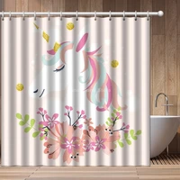 animal unicorn fashion 3d print pink shower curtain bathroom set with waterproof hook bath curtains cartoon kids african funny
