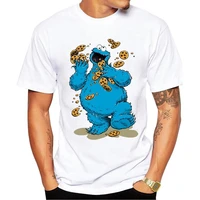 fpace fashion cookie monster printed men t shirt o neck short sleeve tshirts sesame street cool tops funny crazy cookies tees